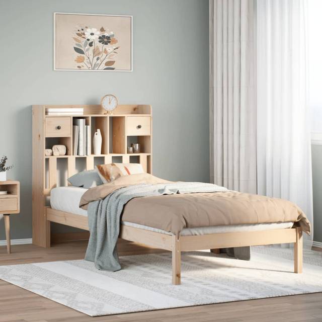 vidaXL Bookcase Bed without Mattress 100x200 cm Solid Wood Pine - Brown