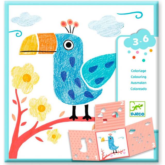 Djeco Colouring with Stencils - 3 stencils, 1 image