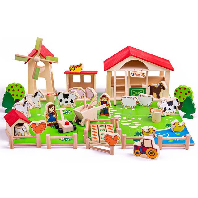 Bigjigs Toys Wooden Farm Playset, Multi