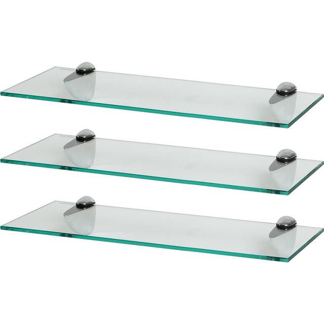 Harbour Housewares Floating Glass Wall Shelves - 50Cm - Pack Of 3, Clear
