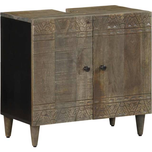 vidaXL Bathroom Sink Cabinet 62x33x58 cm Solid Wood Mango - Black
