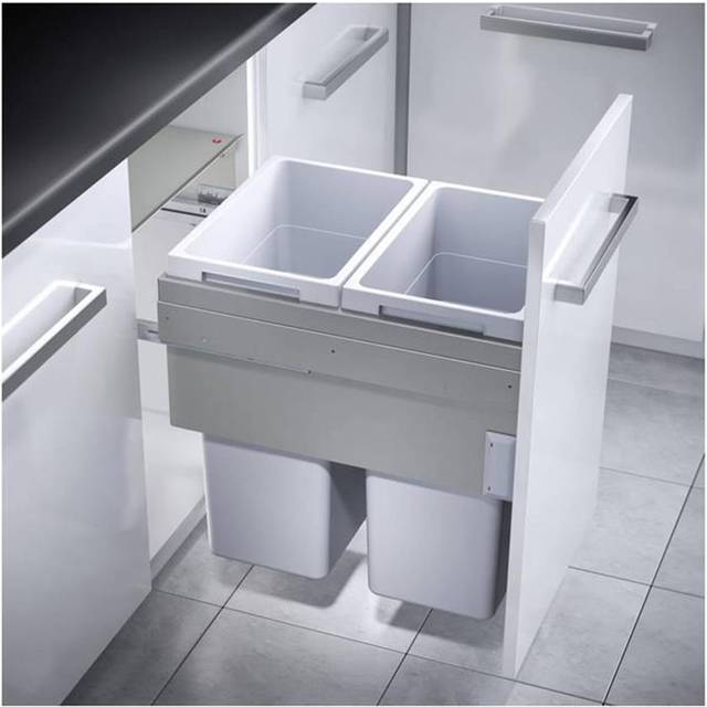 As Euro Cargo 76 Litre Pull Out/Under Counter Rubbish Bin - Light Grey (76L)