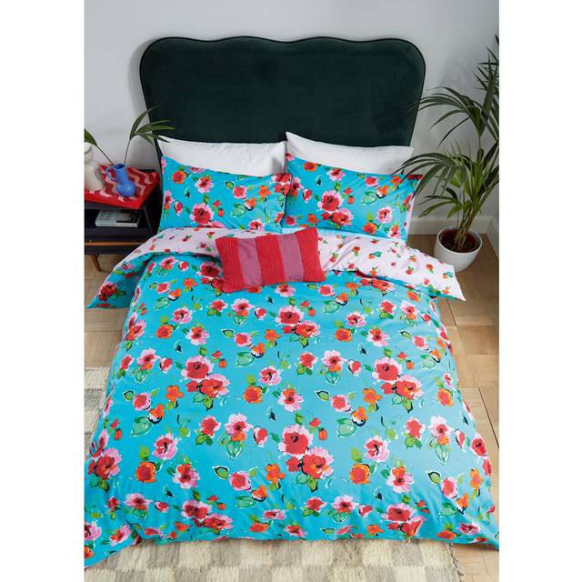 Rosie Cotton Duvet Cover Set - Blue (Twin Duvet Cover Set)