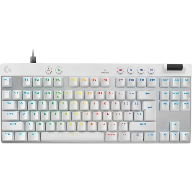 Logitech G PRO X RAPID - Tangentbord - TKL - bakgrundsbelyst - USB - QWERTY - USA, internationellt - tangentbrytare: Linear - vit