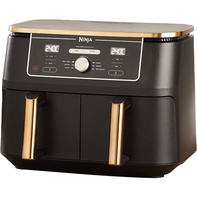 Ninja Foodi Dual Zone Air Fryer MAX + Tongs, 9.5 L, 2470 W, 2 Drawers