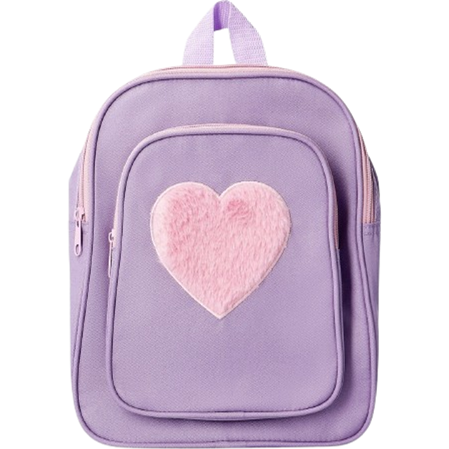 Backpack with plush pink heart