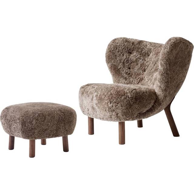 &Tradition Little Petra VB1 fåtölj inkl. pouf ATD1 Oljad valnöt-Sahara