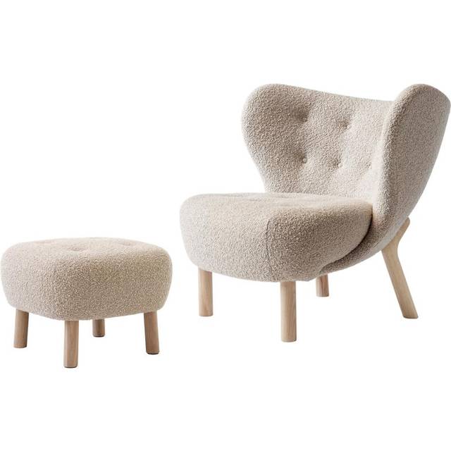 &Tradition Little Petra VB1 fåtölj inkl. pouf ATD1 Vitoljad ek-Karakorum