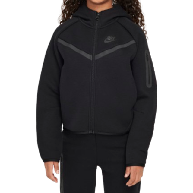 Nike Sportswear Tech Fleece Girls' Full-Zip Hoodie - Black - XL