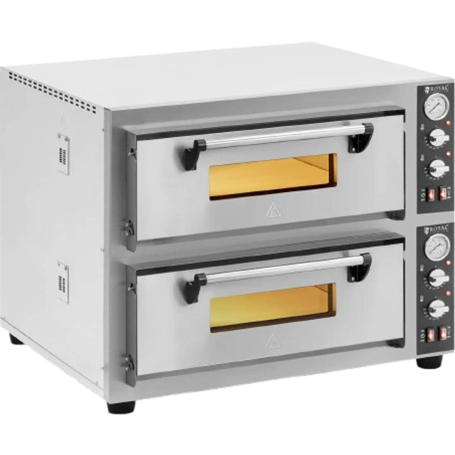 Electric Pizza Oven - 4+4 x 30 cm - 2 chambers - 8400 w - 400 v - fireclay stone