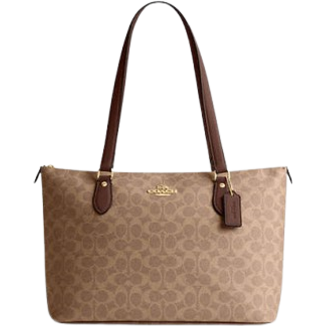 Coach Womens Gallery Tote in Signature Canvas - Dark Brown - One Size