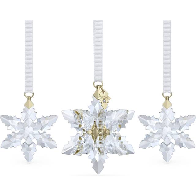 Swarovski Annual Edition Set Of Three Festive Snowflake 2024 Ornaments 5674410 - Gold