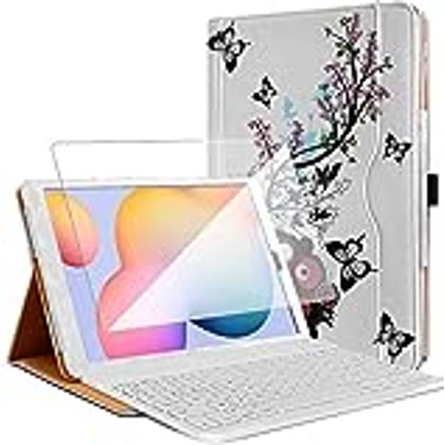 KARYLAX Skyddsfodral (HF01 mönster) med Azerty Bluetooth-tangentbord + 1 härdat glas för Samsung Galaxy Tab A 10.1 SM-T510