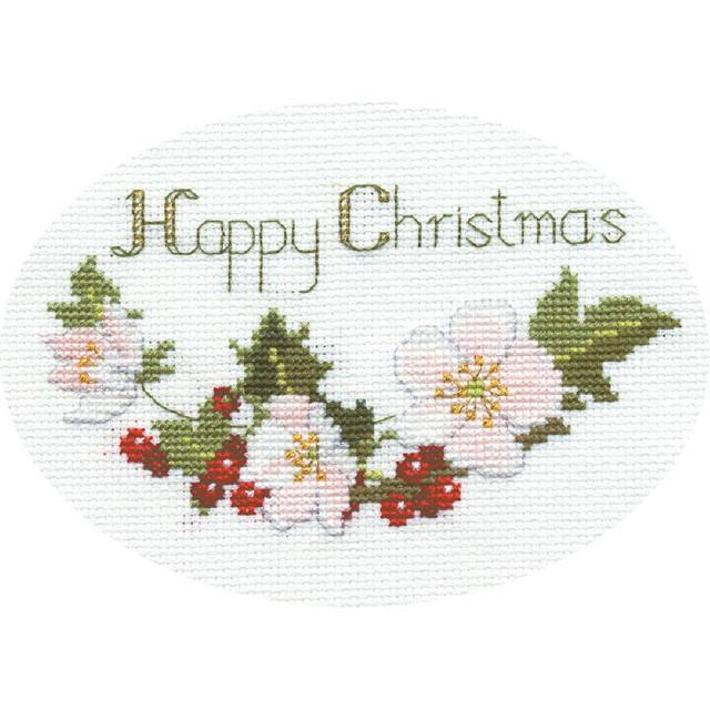 Bothy threads greating card counted cross stitch kit "christmas roses ", 13.3x9c