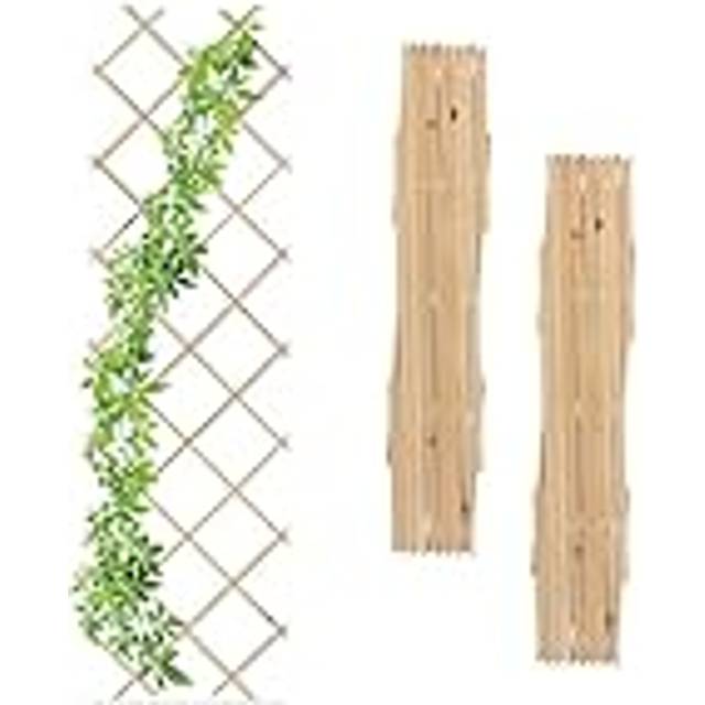 Relaxdays - 3x Garden Trellis, Support for Climbing Plants, Balcony & Terrace, Extendable, Wooden Wall Frame, Natural