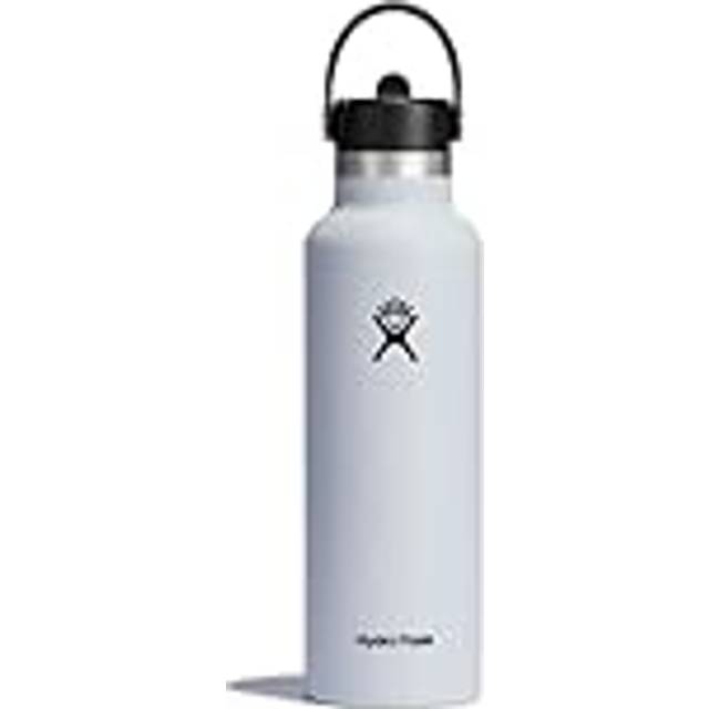 Hydro Flask Vakuumisolerad vattenflaska i rostfritt stål med läckagesäkert flexlock och pulverlack, BPA-fri, standardöppning, 621 ml, vit
