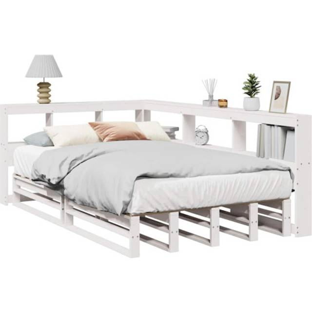 Vidaxl Bookcase Bed Without Mattress White 120x190cm Solid Wood Pine