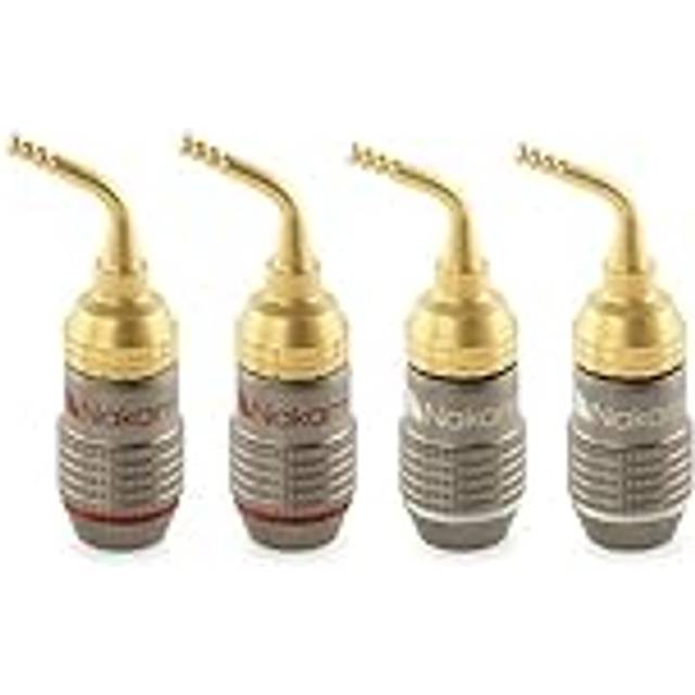 (4 Pcs (2-Pairs)) Nakamichi FanLock Excel Series 24k Gold Plated 2mm Pin Plug Banana 10 - 18 AWG Gauge 4mm for Spring Clip Speakers Hi-Fi Wire Cable C