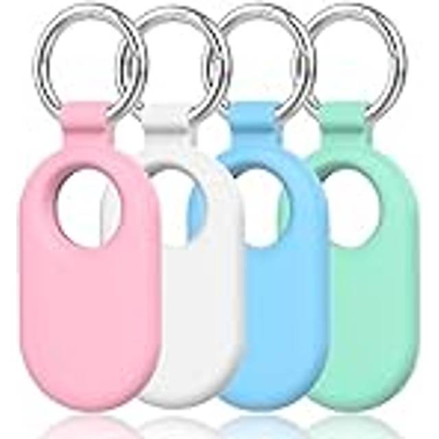 KNOXS Nyckelringsfodral för Samsung Galaxy SmartTag 2, 4-pack hållbart silikonskyddande Samsung Smart Tag 2 fodral nyckelring anti-förlorad stötsäker SmartTag 2 tillbehör (Combi2)