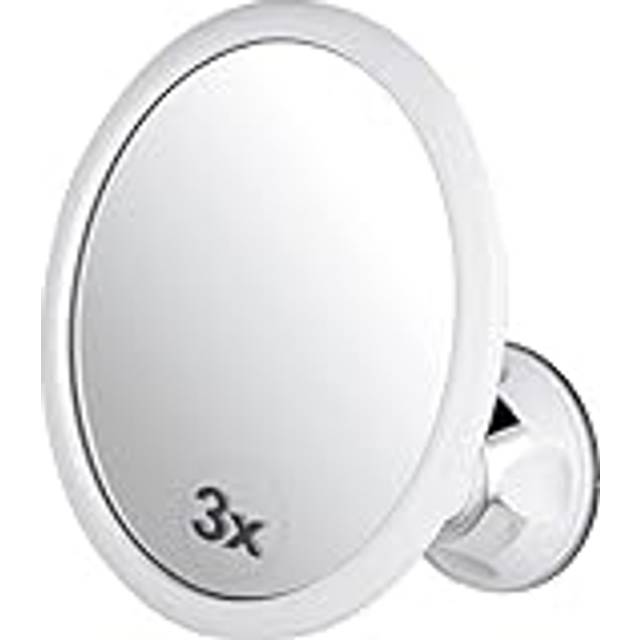 "3X Magnifying Round Shower Mirror for Fogless Shaving with Suction Cup, Shatterproof Surface and 360 Swivel, 6.7"""