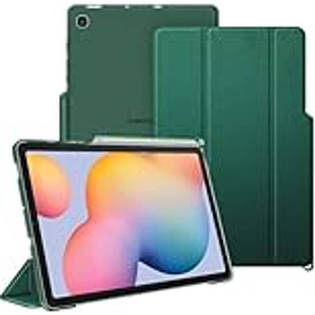Fintie fodral för Samsung Galaxy Tab S6 Lite 10,4 tum 2024/2022/2020 surfplatta – smalt skyddsfodral med transparent baksida och automatisk sömn/väckningsfunktion, mörkgrön