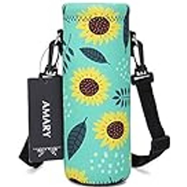 AMARY 500ML Neoprene Water Bottle Carrier Bag with Adjustable Shoulder Strap Insulated Water Bottle Cover for Stainless Steel/Glass/Plastic Bottles 16