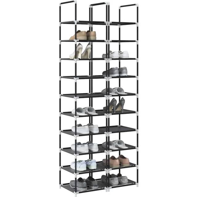 vidaXL Skohyllor 2 st svart 10-vånings svart 33x33x174 cm fiberduk