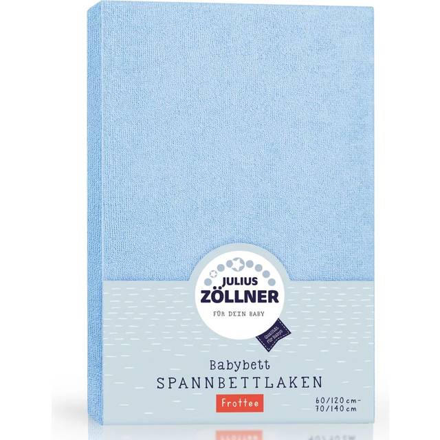 Julius Zöllner Frottélakan för baby- och barnsäng, 60 x 120 cm till 70 x 140 cm, Standard 100 av OEKO-TEX, ljusblå 1 styck (1-pack)
