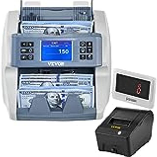 VEVOR Wertz&#xE4;hler Geldz&#xE4;hler f&#xFC;r gemischte Banknoten, Banknotenz&#xE4;hler Geldz&#xE4;hlmaschine 800 St&#xFC;ck/min, Scheinz&#xE4;hlmaschine Geldscheinz&#xE4;hler 8 Arbeitsmodi mit Externer Bildschirm UV MG MT IR