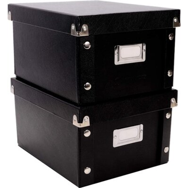 Snap-N-Store Index card Holder - collapsible Organizer Box fits 1100 4x6-Inch Flash cards - Business  Recipe  or Note card Storage Boxes - 2 Pack  Bla