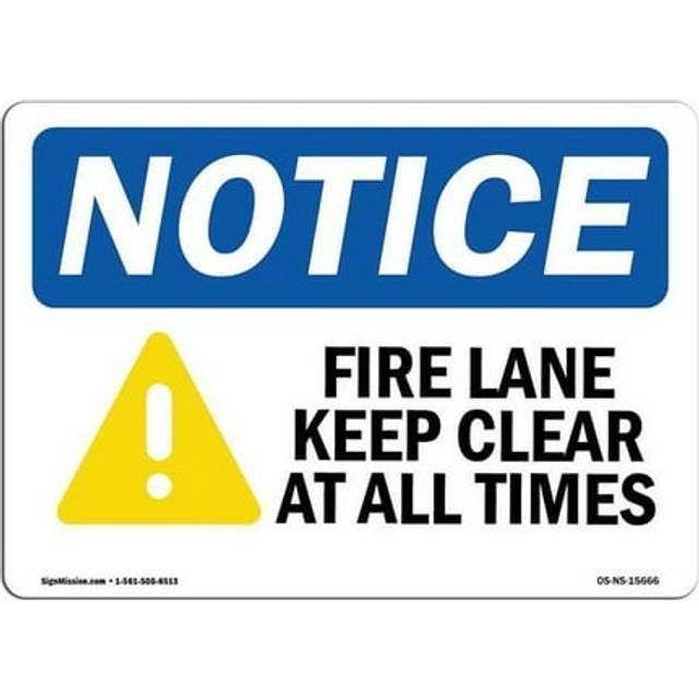 SignMission OS-NS-A-1014-L-15666 10 x 14 in. OSHA Notice Sign - Fire Lane Keep Clear
