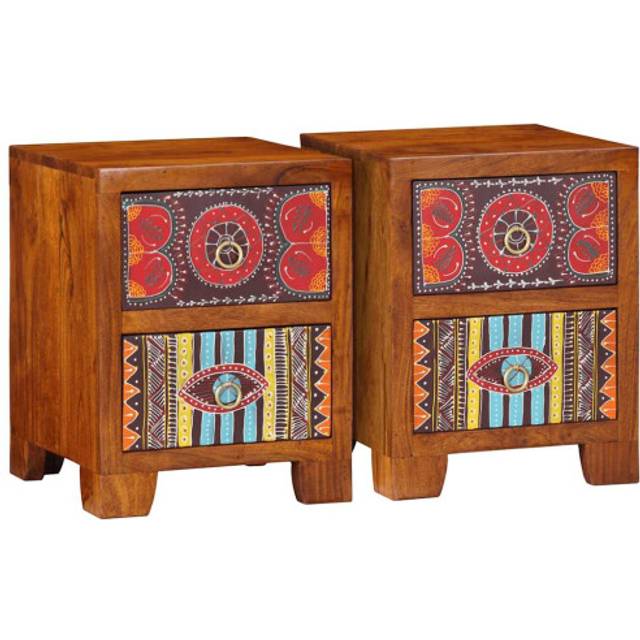 vidaXL Bedside Cabinet 2 pcs 35x35x45 cm Solid Wood Acacia - Brown