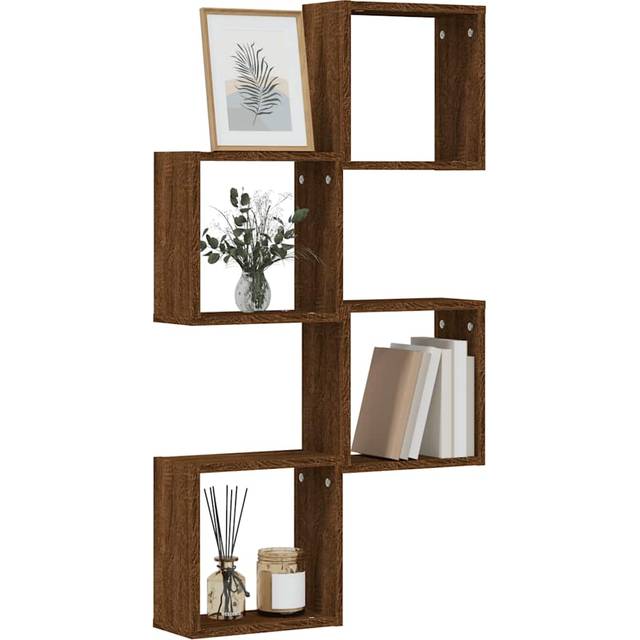 vidaXL Wall Cube Shelves 4 pcs Brown Oak 30x15x30 cm