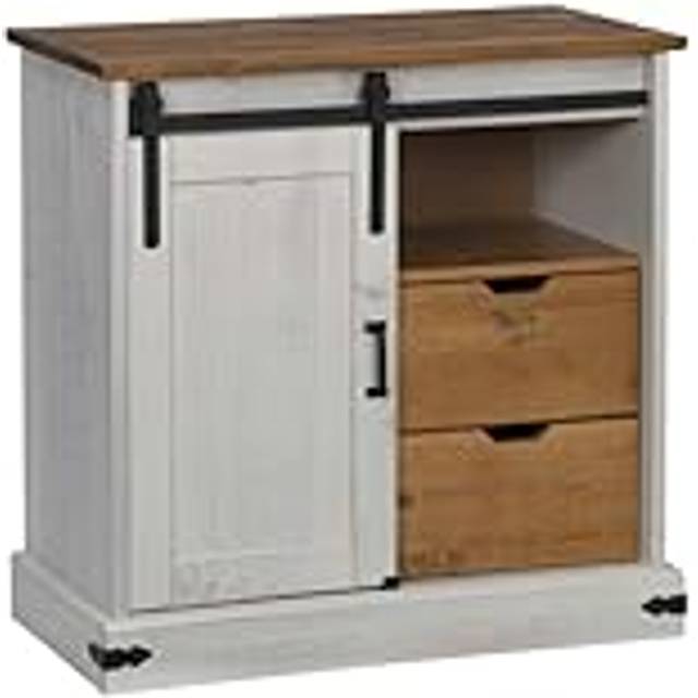 vidaXL Sideboard HALDEN with Sliding Door White 80x40x80 cm Solid Wood