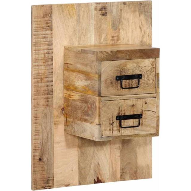 vidaXL Bedside Cabinet 60x32x80 cm Solid Rough Wood Mango - Brown