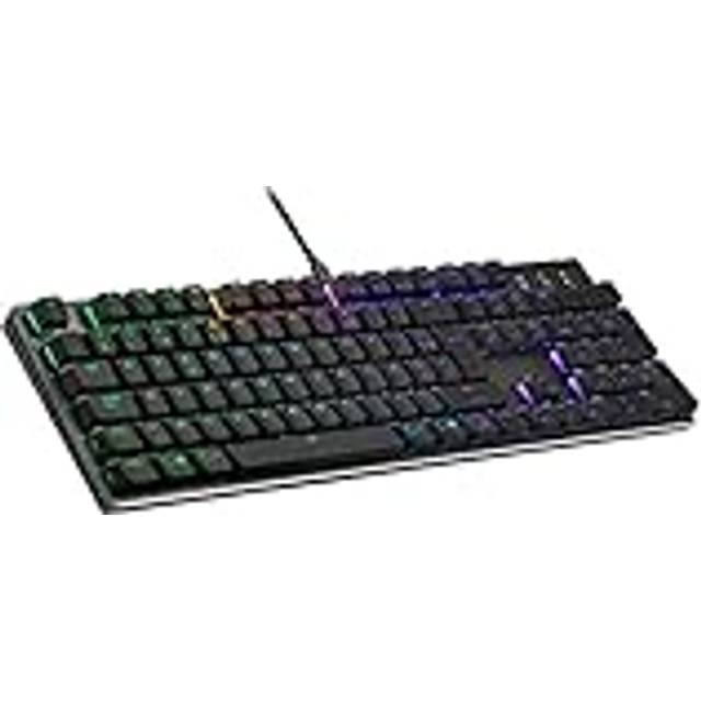 Cooler Master SK652 mekaniskt tangentbord (full storlek) – med platta, flytande knappar, RGB-belysning, trådbunden USB-typ A-port, PC- och MacOS-kompatibel – FR-layout, röd omkopplare