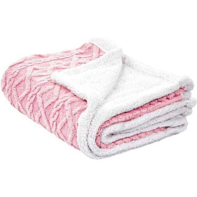 Beliani - Blanket Modern Bedspread Coverlet Polyester 150 x 200 cm Pink Honeycomb