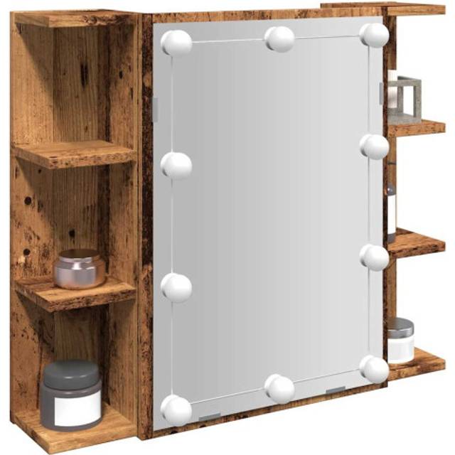 vidaXL Mirror Cabinet with LED Old Wood 70x16.5x60 cm - Brown