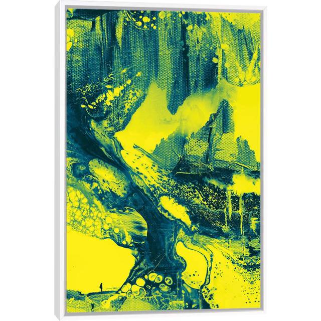 Isolation Comes in Green by Stoian Hitrov - Floater Frame Painting on Canvas (152.5cm H X 101.5cm W)