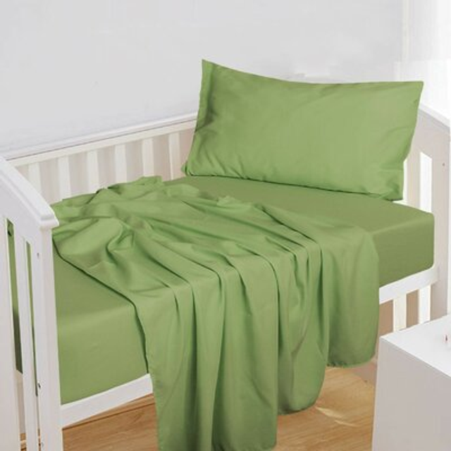 NTBAY Toddler Sheet Set - 3-Piece Microfiber Crib Sheet Set - Flat Sheet  Fitted Sheet  Pillowcase - Solid Toddler Bedding  Green