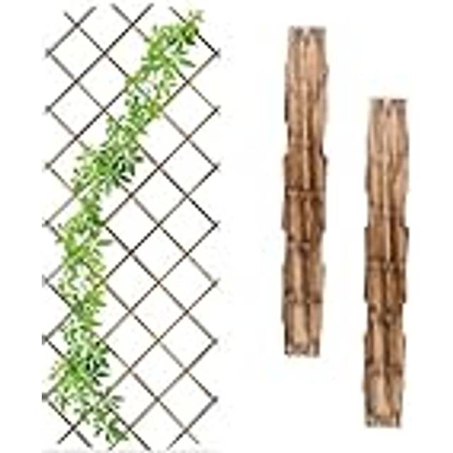 Relaxdays - 3x Garden Trellis, Climbing Plants Support, Balcony & Terrace, Extendable, Wooden Wall Frame, Flamed Natural