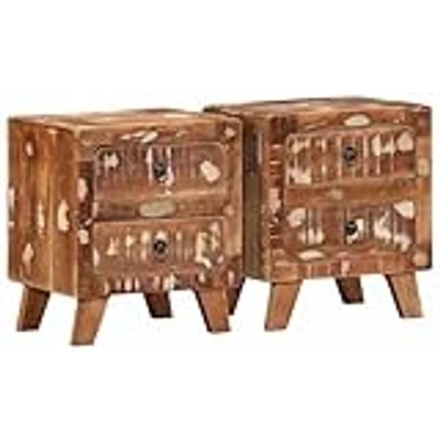 vidaXL Bedside Cabinet 2 pcs 40x32x46 cm Solid Wood Reclaimed - Brown