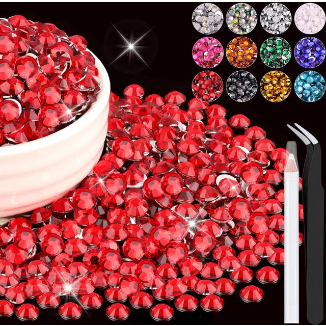 4000PCS 5mm Resin Rhinestones Bulk for Crafting (Red)  Flatback Bedazzling Crystals for Crafts DIY Nail Decoration  Gems Charms for Tumbler Shoes Clot