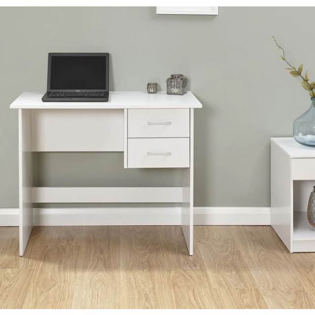 Panama Desk White 2 Drawers