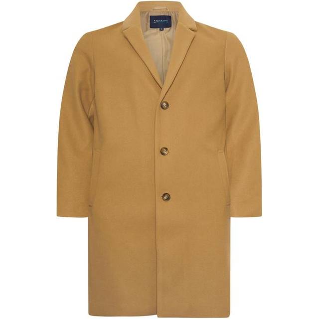 Collar Design Formal Overcoat - Light Brown - XXL