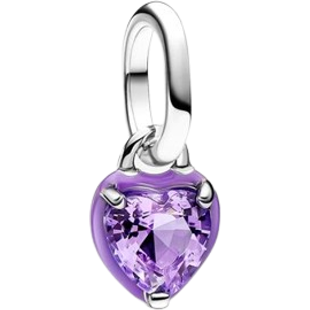 Pandora ME Purple Chakra Heart Mini Dangle Charm - Enamel / Sterling silver / Man-made crystal / Purple - one size