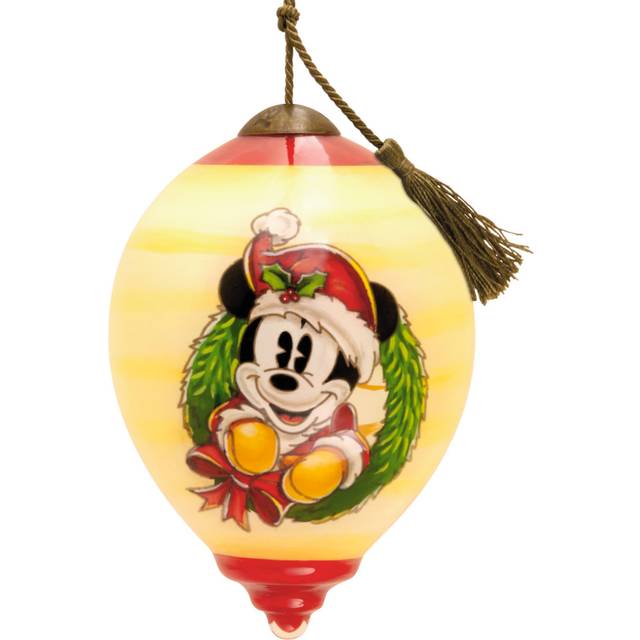 Hallmark Disney Ne'Qwa Art Mickey Mouse Christmas Ornament  Hand-Painted Glass