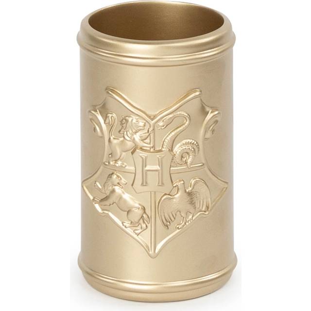 Jay Franco Harry Potter Bathroom Tumbler - Gold Resin Toothbrush/Pen Holder Features Hogwarts Crest - Bathroom D?cor