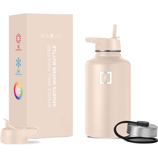 IRON ?FLASK Camping & Hiking Hydration Flask with 3 Lids - Stainless Steel  Double Walled & Vacuum Insulated Water Bottle - Leak Proof & BPA Free (San