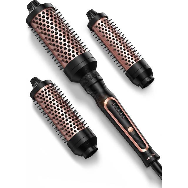 Terviiix PRO Thermal Brush Set for Voluminous Style  Non-blowing Heated Round Brush with Adjustable Temp  3-in-1 Curling Brush with Detachable Head(1.